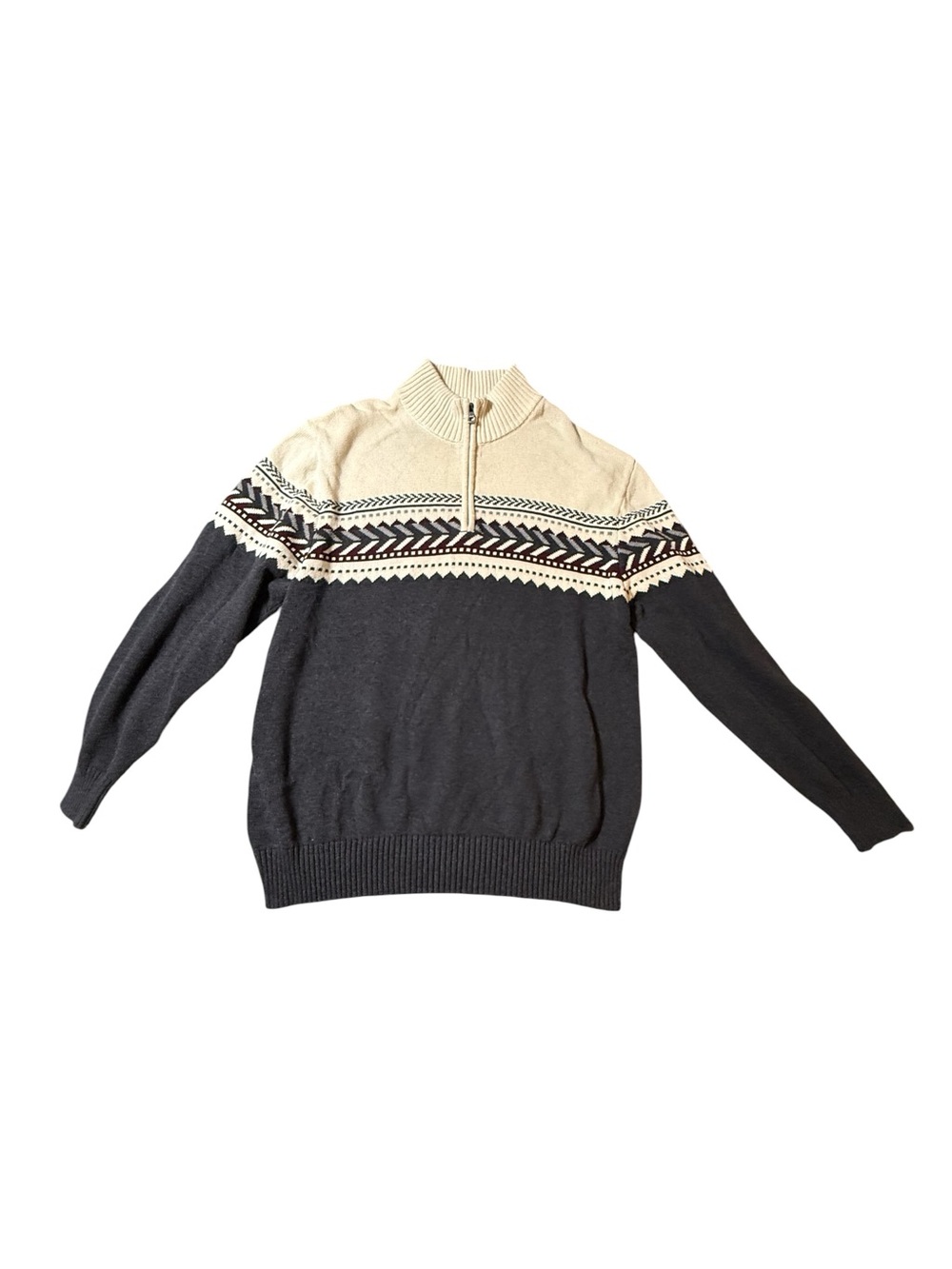 Weatherproof Vintage Men XXL Fair Isle Icelandic Quarter Zip Pullover Sweater